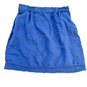 Fresh Produce Vibrant Blue Lightweight Linen Skirt w/ Pockets Fringe Beach Vibes